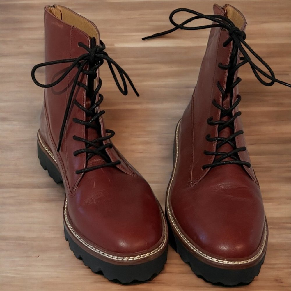 Women's Burgundy Madewell Combat Style Boots in size 9.5